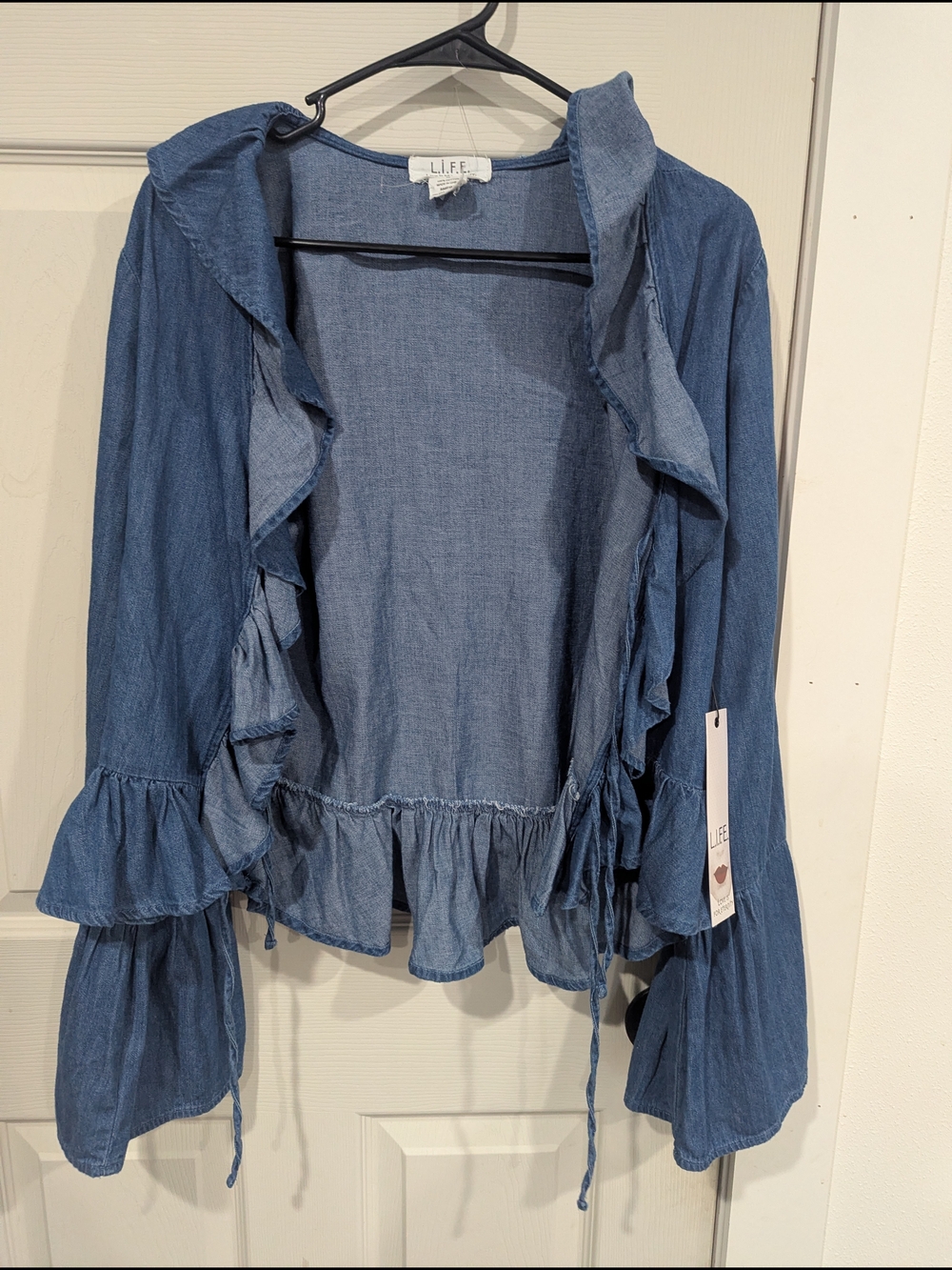 Women's Blue Ruffle Jean Jacket